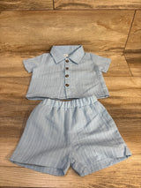 Shein 2pc Button Up Shirt & Shorts Set Light Blue sz 3-6m