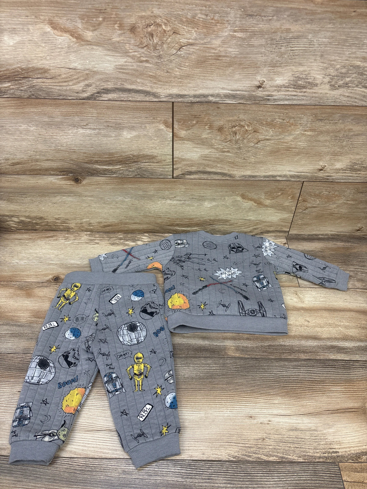 Star Wars 2pc Ribbed Sweatshirt & Joggers Set Grey sz 12m