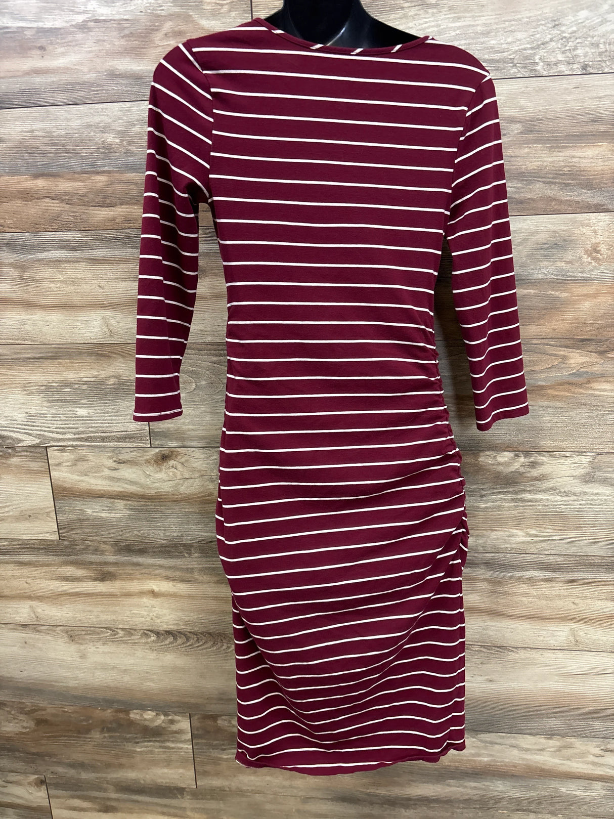 Isabel Maternity Striped Bodycon Dress Berry sz Medium