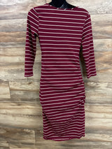 Isabel Maternity Striped Bodycon Dress Berry sz Medium