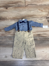 NEW Just One You 3pc Suspenders & Anchor Print Shorts Set Blue sz 3m