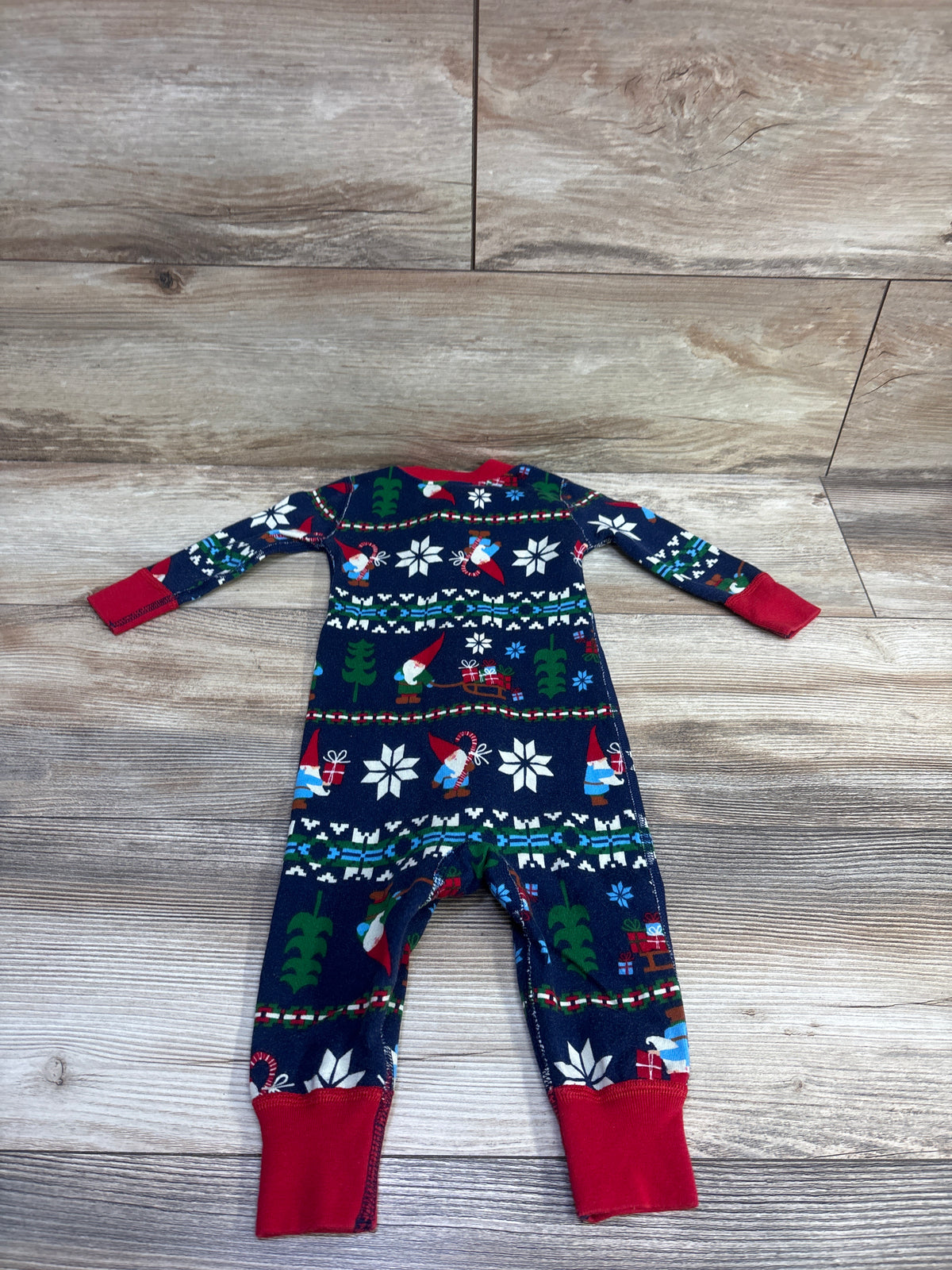 Hanna Andersson Holiday Gnome Sleeper Navy sz 6-12m