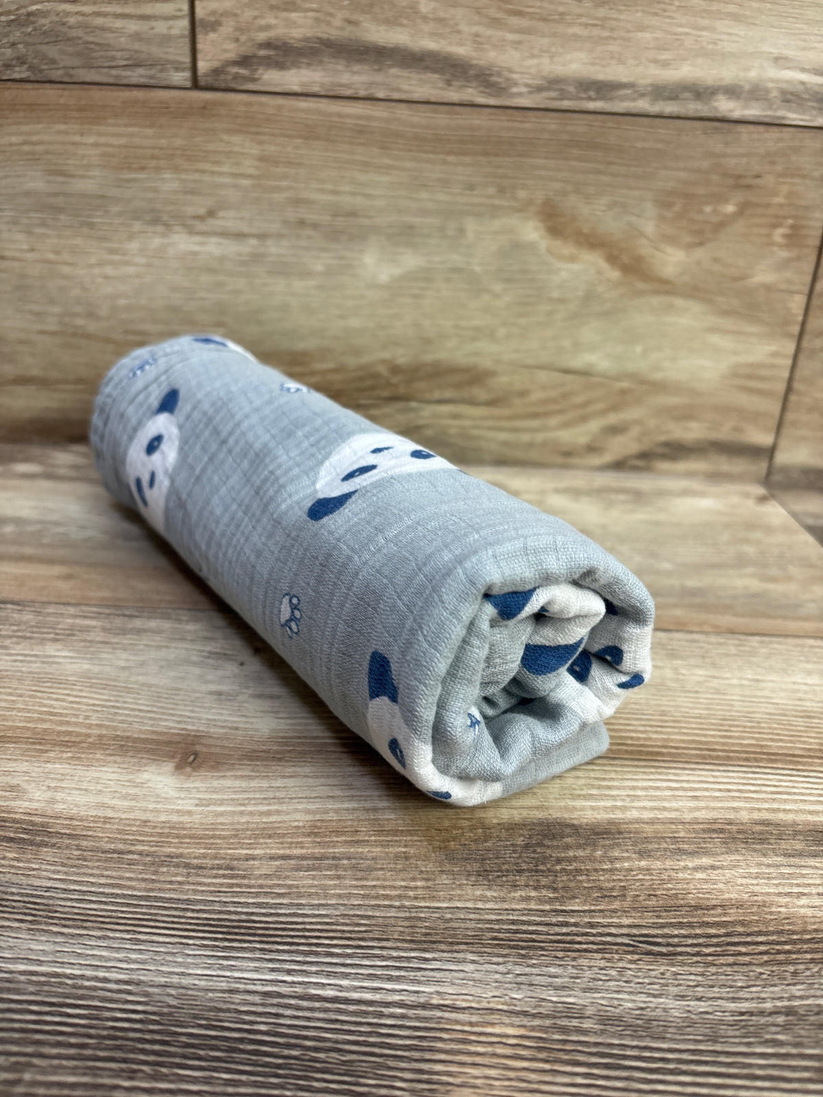 Panda Print Muslin Swaddle Blanket Grey