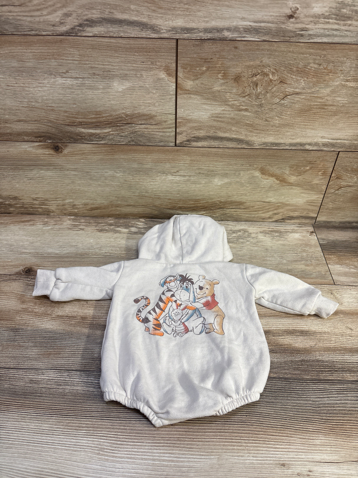 Disney Baby Winnie The Pooh Hooded Sweater Bubble Romper Beige sz Newborn