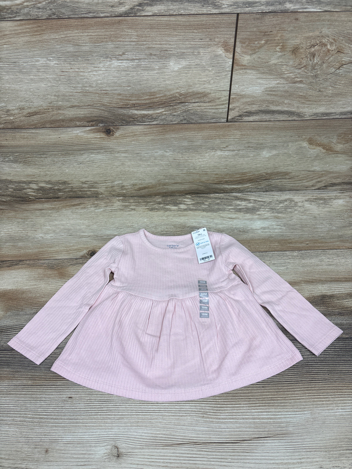 NEW Carter's Ribbed Long Sleeve Peplum Top Pink sz 18m