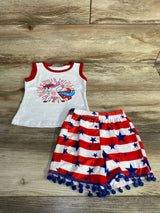 Rorychen 2pc Unicorn Tank Top & Shorts White sz 18-24m