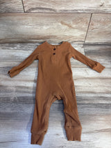Ribbed Henley Coverall Brown sz 6m