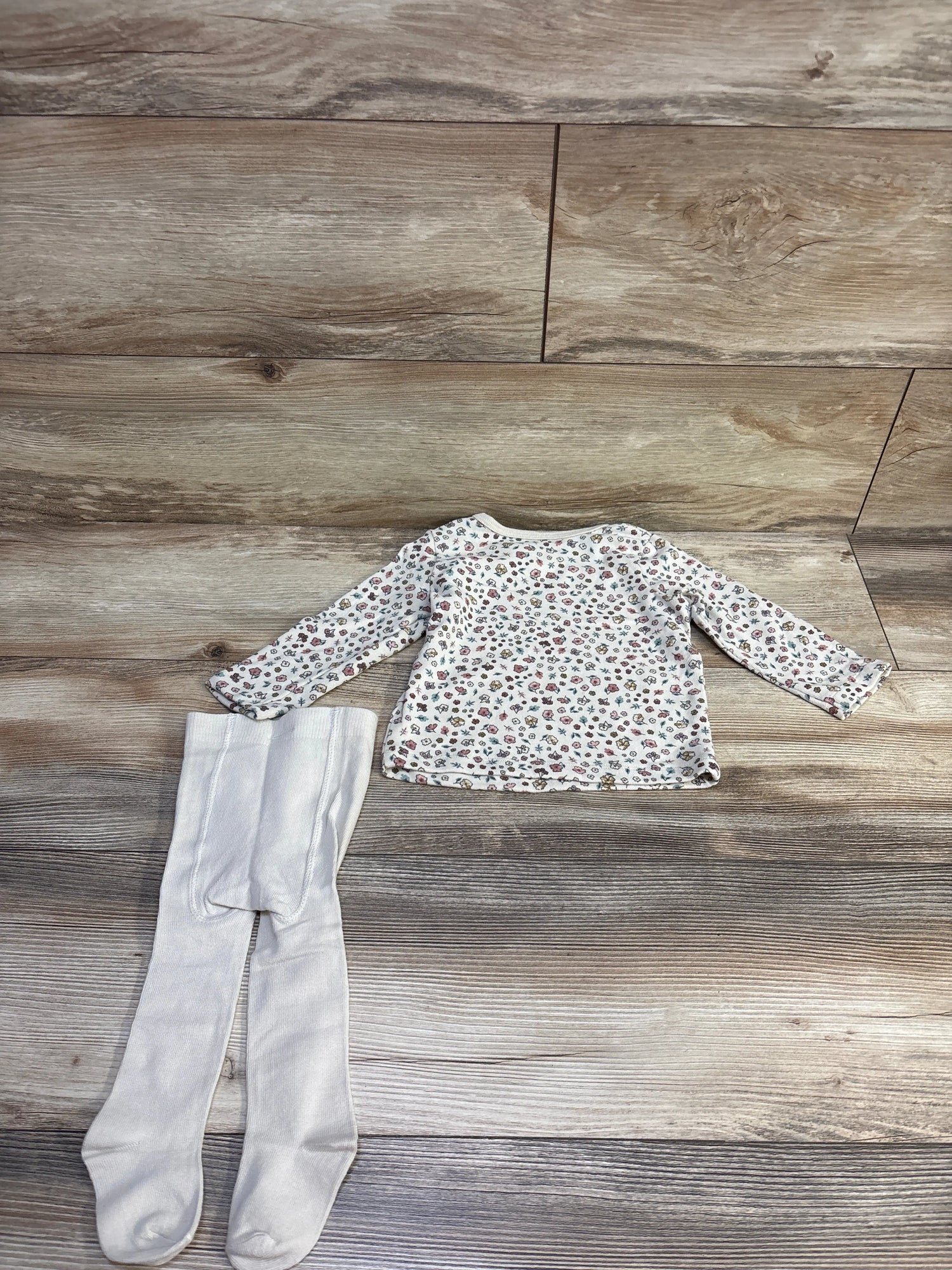 Carter's 2pc Floral Shirt & Footed Tights Set Beige sz 9m