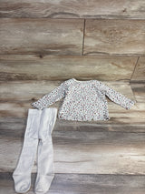 Carter's 2pc Floral Shirt & Footed Tights Set Beige sz 9m