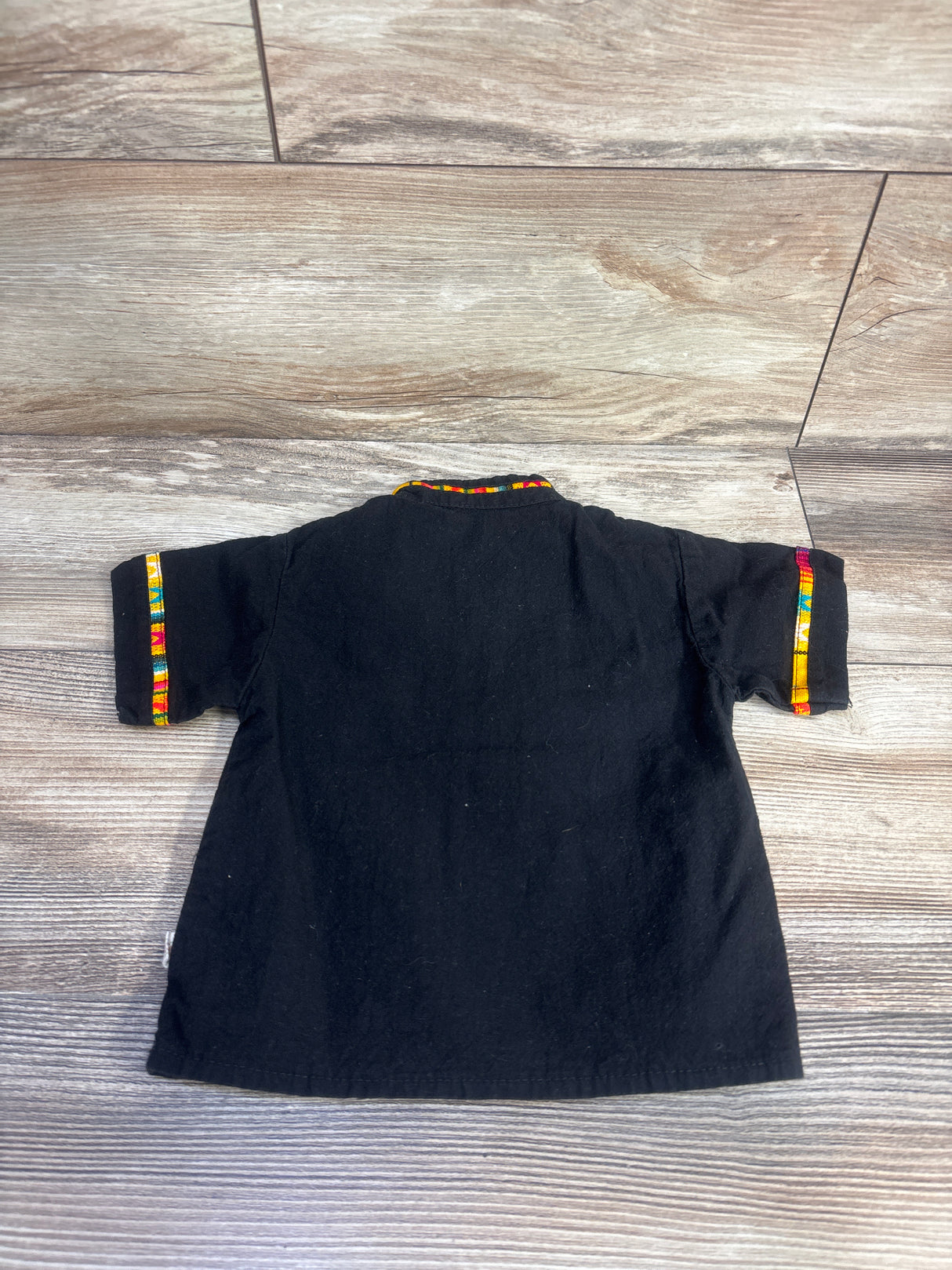 Mexican Guayabera Button-Up Shirt Black sz 2T
