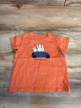 Orange kids t-shirt with Miffy and parents in blue car graphic, perfect for toddler clothing resale.