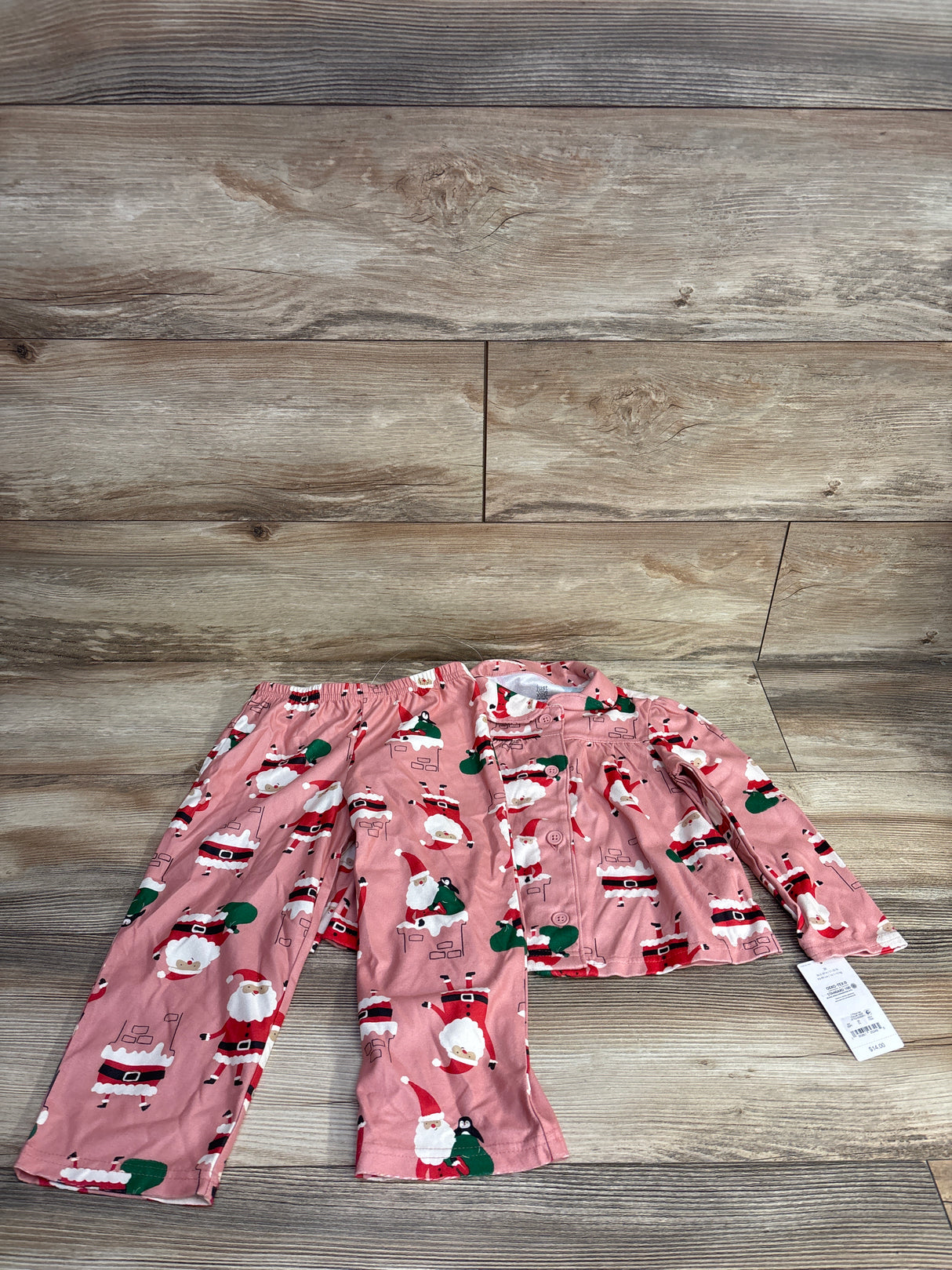 NEW Just One You 2pc Christmas Coat Style Pajama Set Pink sz 3T