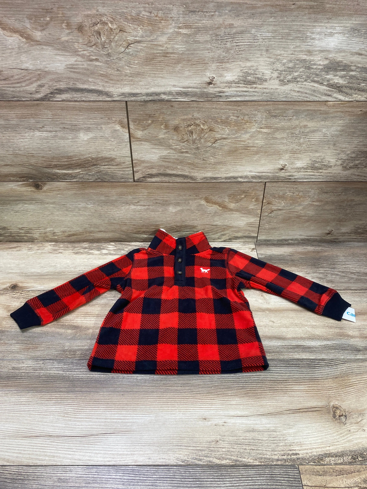 NEW Carter's Buffalo Check Fleece Pullover Red sz 2T