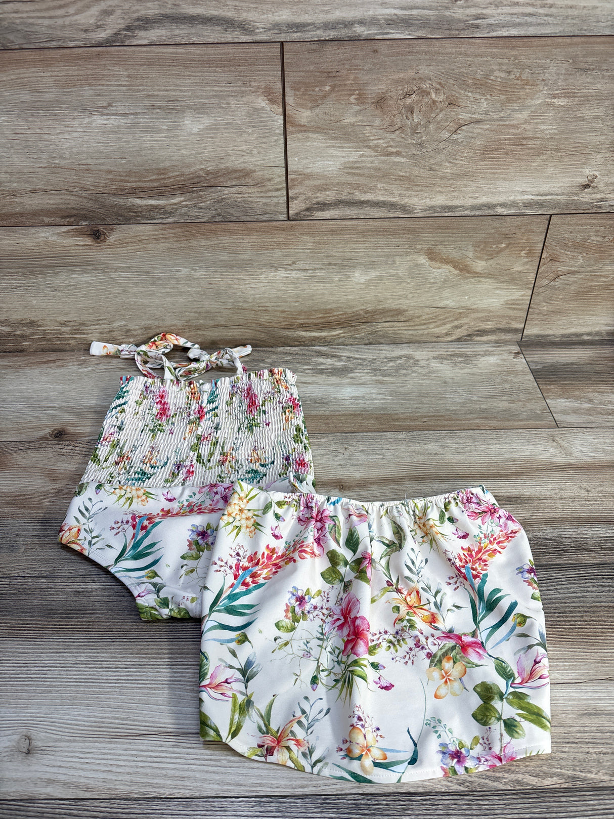 Jessica Simpson 2pc Smocked Swimsuit & Skirt Set Ivory sz 4T