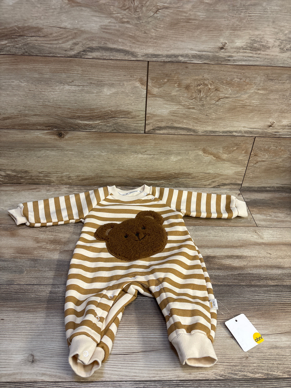 NEW Abaonannan Striped Bear Coverall Beige sz 6-12m