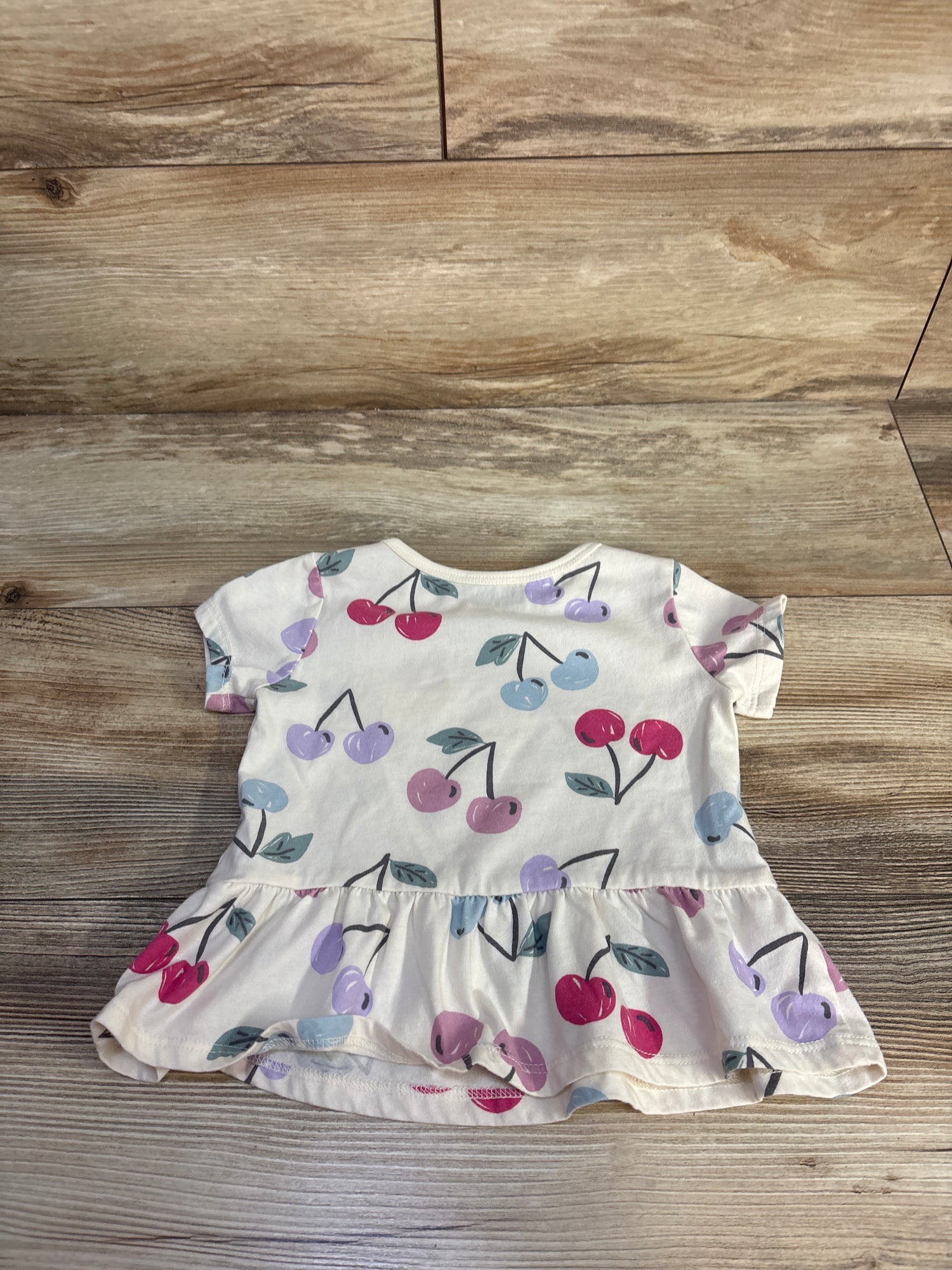 Carter's Cherry Print Peplum Top Ivory sz 24m
