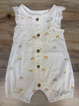 Starting Out Rainbow Print Button-Front Shortie Romper White sz Newborn