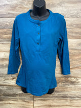 NEW Belly Moms Nursing Henley Shirt Blue sz Large
