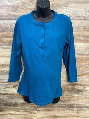 NEW Belly Moms Nursing Henley Shirt Blue sz Large - Me n Mommy To Be