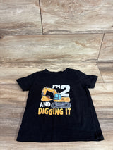 I'm 2 & diggin' it Construction Truck 2nd Birthday T-Shirt Black sz 2T