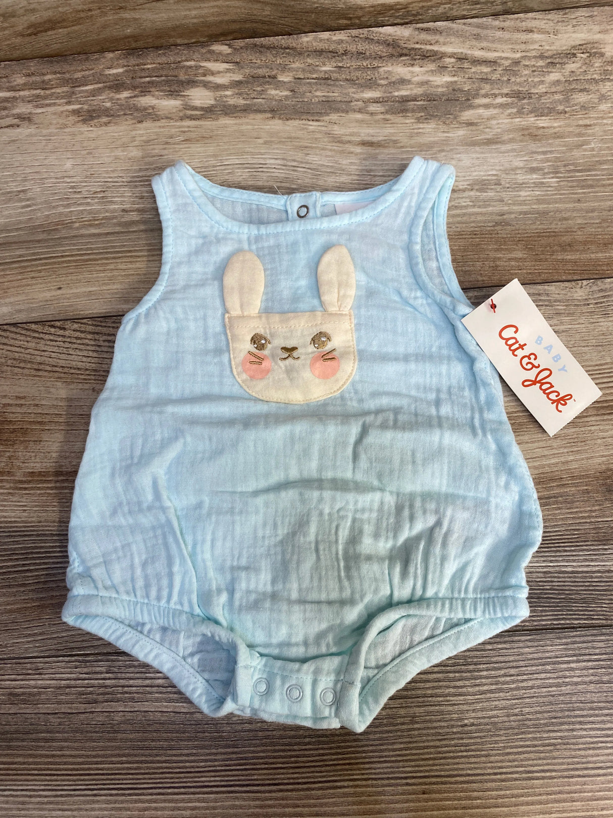 NEW Cat & Jack Gauze Bunny Romper Blue sz 0-3m