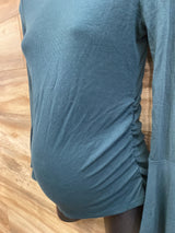 Jessica Simpson Maternity Ribbed Ruched Turtleneck Shirt Green sz XS