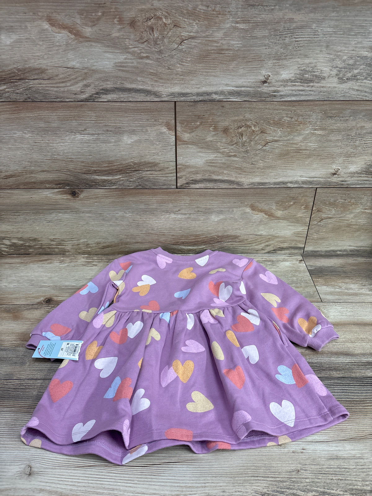 NEW Cat & Jack Heart Sweatshirt Dress Purple sz 2T