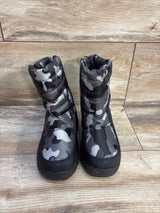 Camo Snow Boots Faux Suede Lining, Black sz 10c