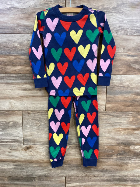 Hanna Andersson 2pc Organic Heart Print Long John Pajama Set Navy sz 4T - Me n Mommy To Be