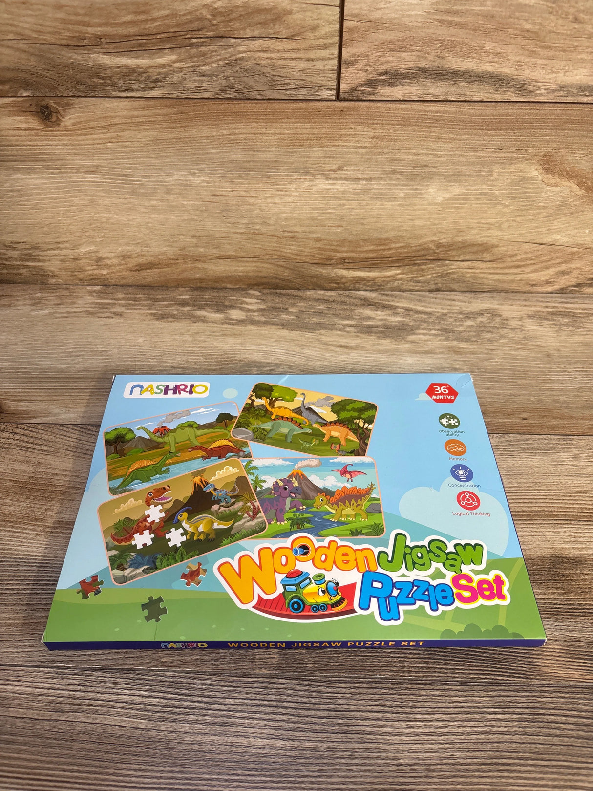 Nashrio 4pk Wooden Jigsaw Puzzles - Dinosaurs