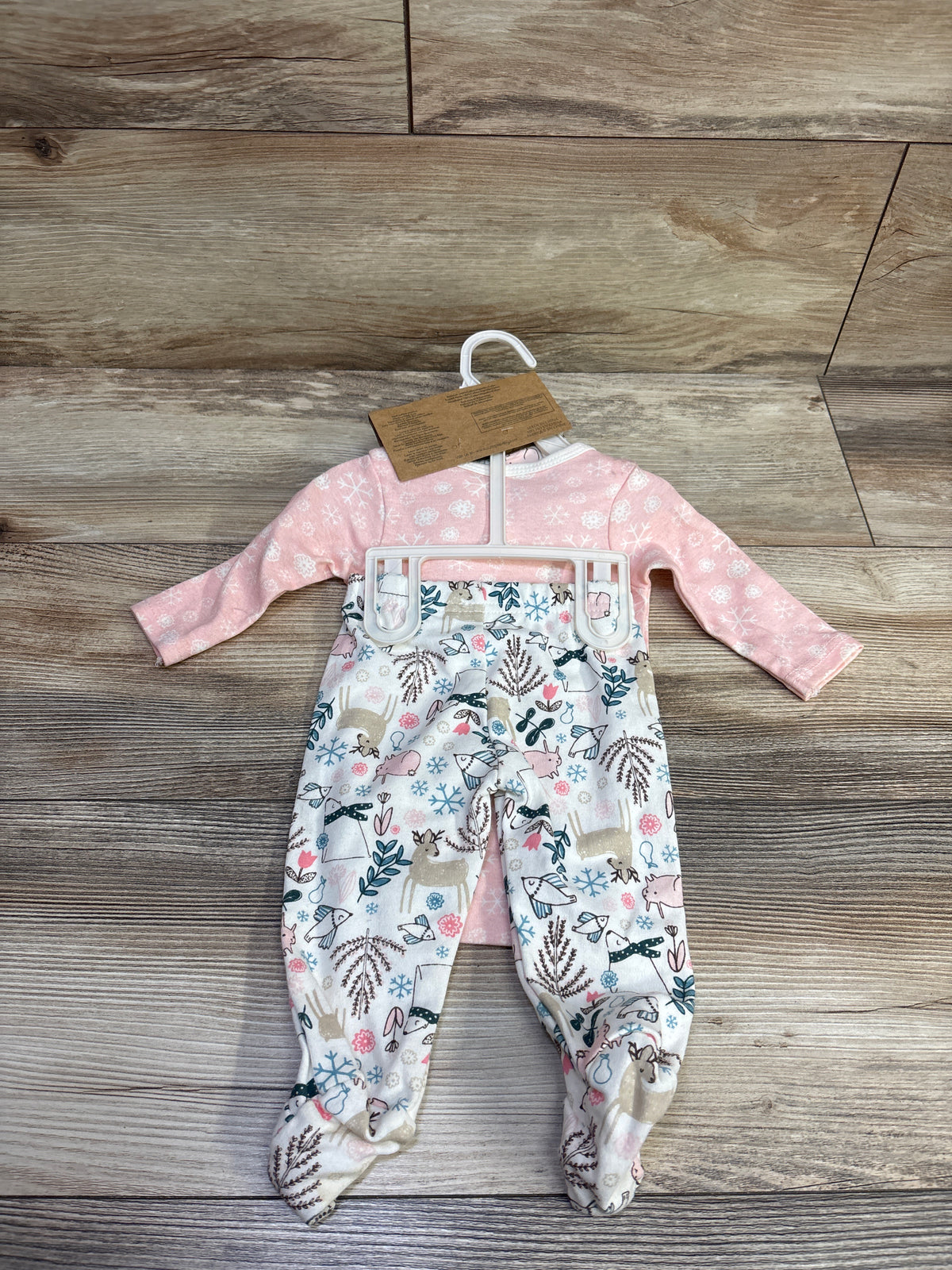 NEW Chick Pea 3pc Bodysuit, Footed Pants, & Headband Set Pink sz 0-3m