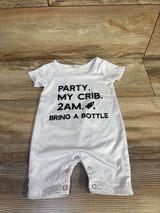 BFUStyle 'Party, My Crib. 2AM. Bring a Bottle.' Romper White sz 0-3m
