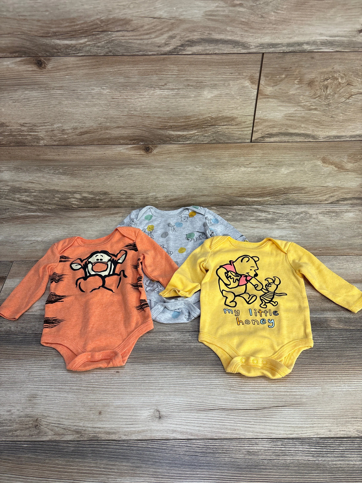 Disney Baby 3pk Winnie The Pooh Bodysuit Set Grey sz 3-6m