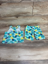 Cat & Jack 2pc Pineapple Print Swim Tank Top & Shorts Blue sz 4T