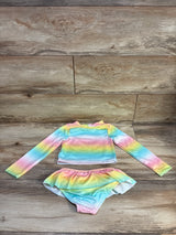 Penelope Mack 2pc Mermaid Rashguard Top & Bikini Bottoms Swim Set sz 4T