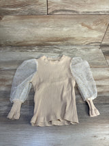 Ribbed Mesh Sleeve Shirt Beige sz 3T