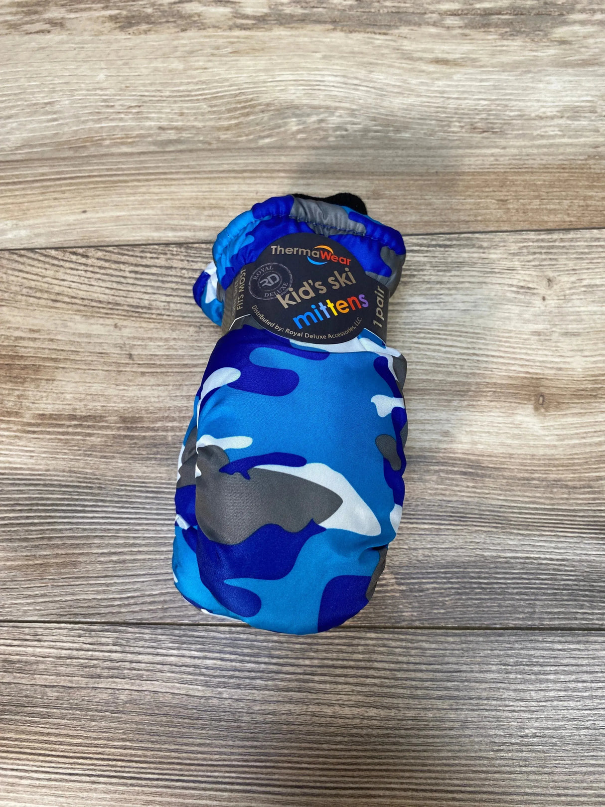 NEW ThermaWear Kid's Ski Blue Camo Mittens