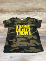 Straight Outta Timeout Camo Shirt Green sz 3-4T