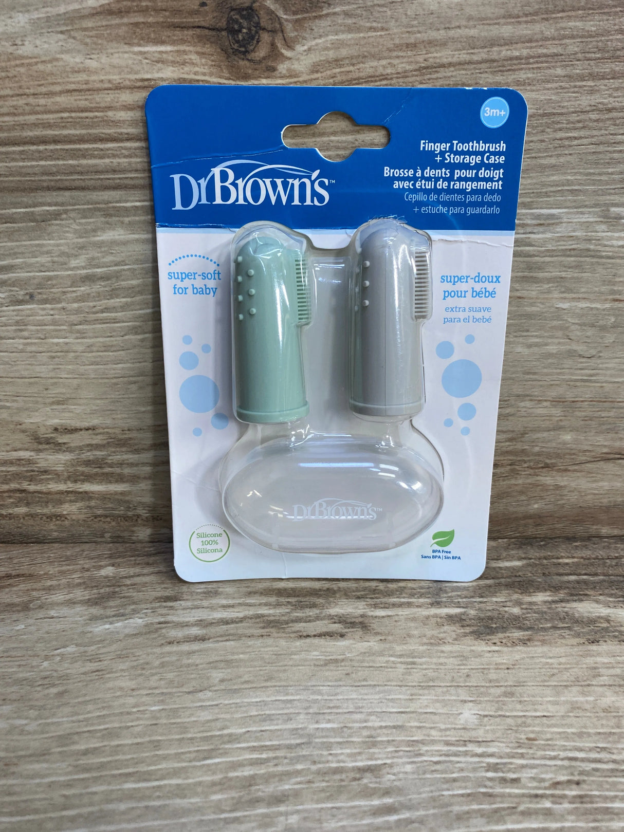 NEW Dr. Brown's 2pk Silicone Finger Toothbrush W/Travel-Storage Case 3m+