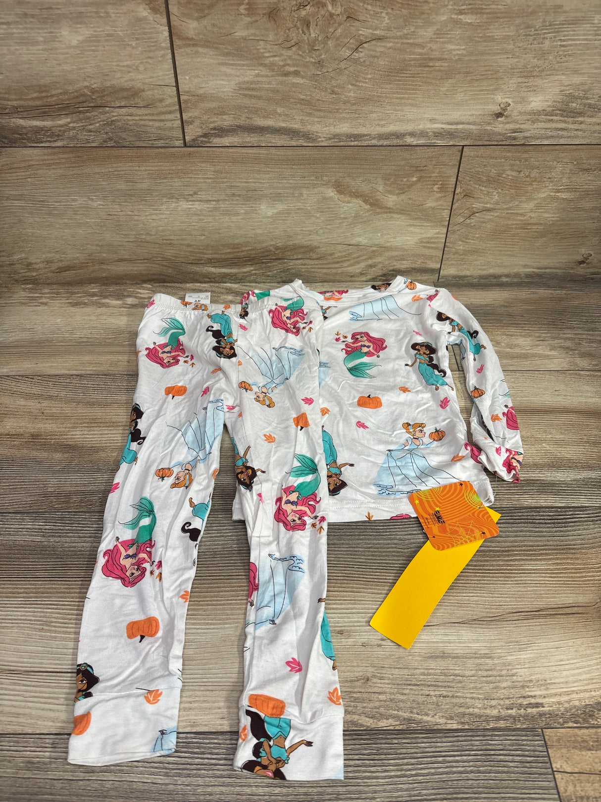 NEW Disney Princess 2pc Halloween Viscose Snug Fit Pajama Set White sz 4T