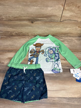 NEW Disney Toy Story 2pc Rashguard & Swim Trunks Set Green sz 3T