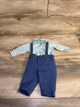 Just One You 3pc Plaid Suspender Set Green sz 3m