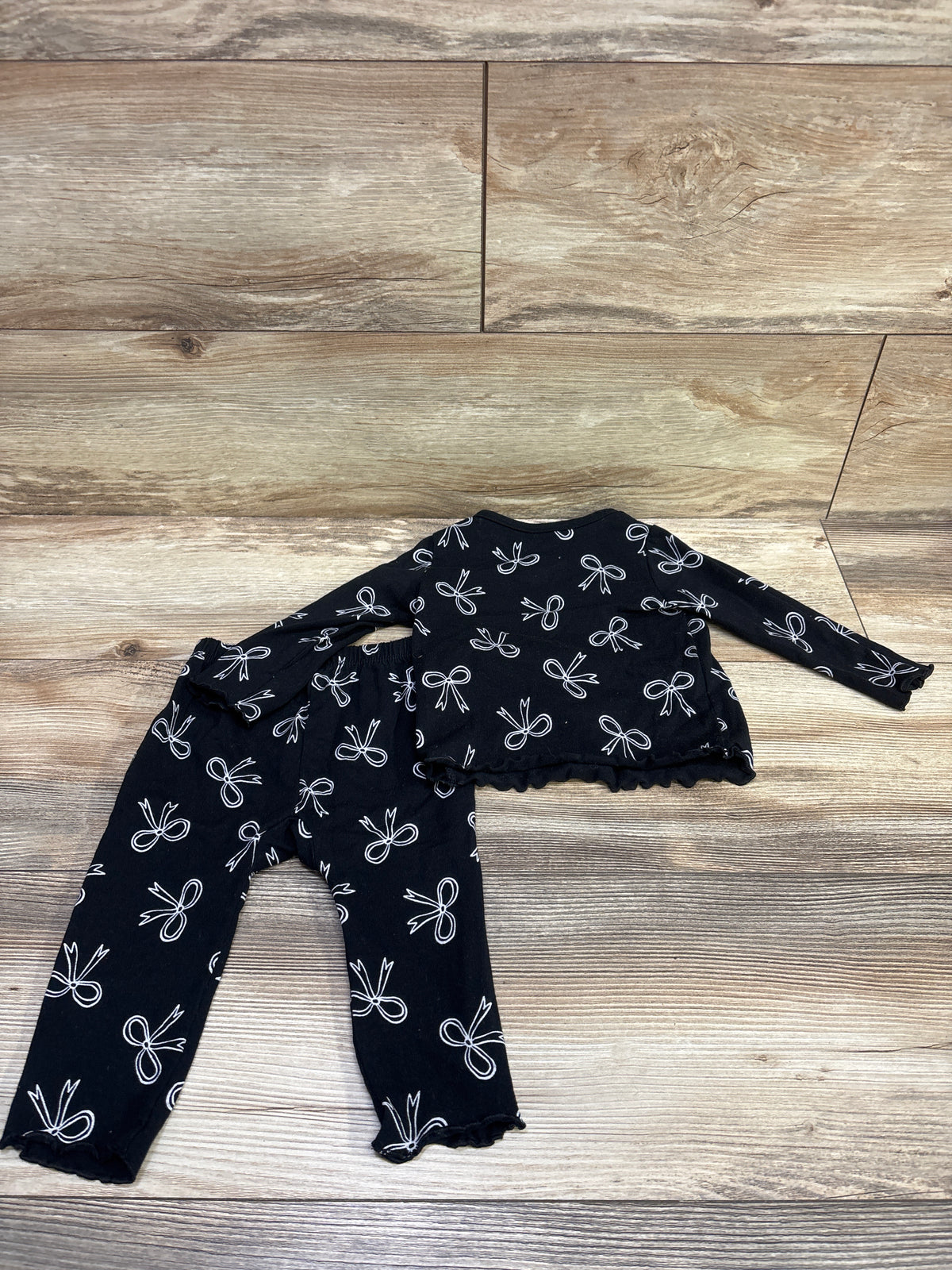 Cat & Jack 2pc Bow Print Shirt & Pants Set Black sz 6-9m