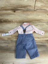 NEW Just One You 4pc Plaid Button-Up Suspender Set Pink sz Newborn