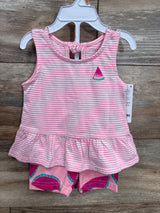 NEW Carter's Striped Watermelon Shirt Set Pink sz 12m