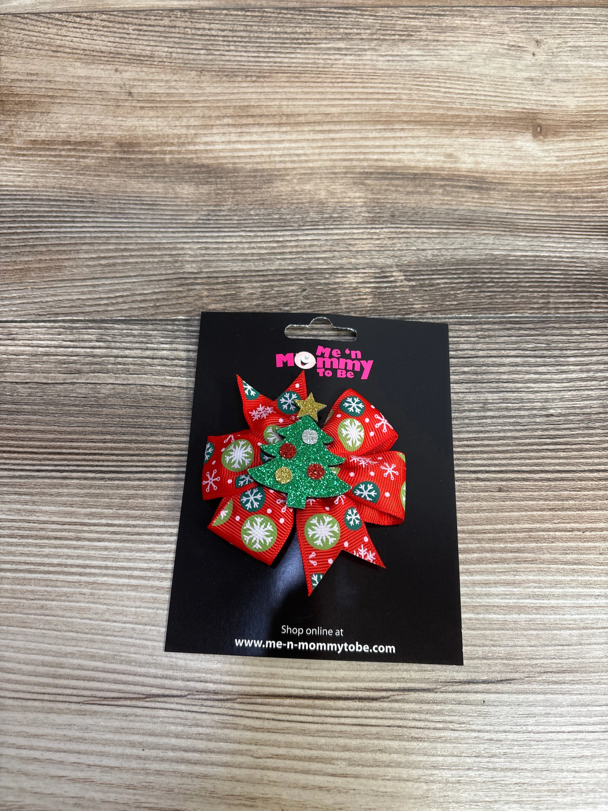 NEW Christmas Hair Bow w/ Christmas Tree Applique Red