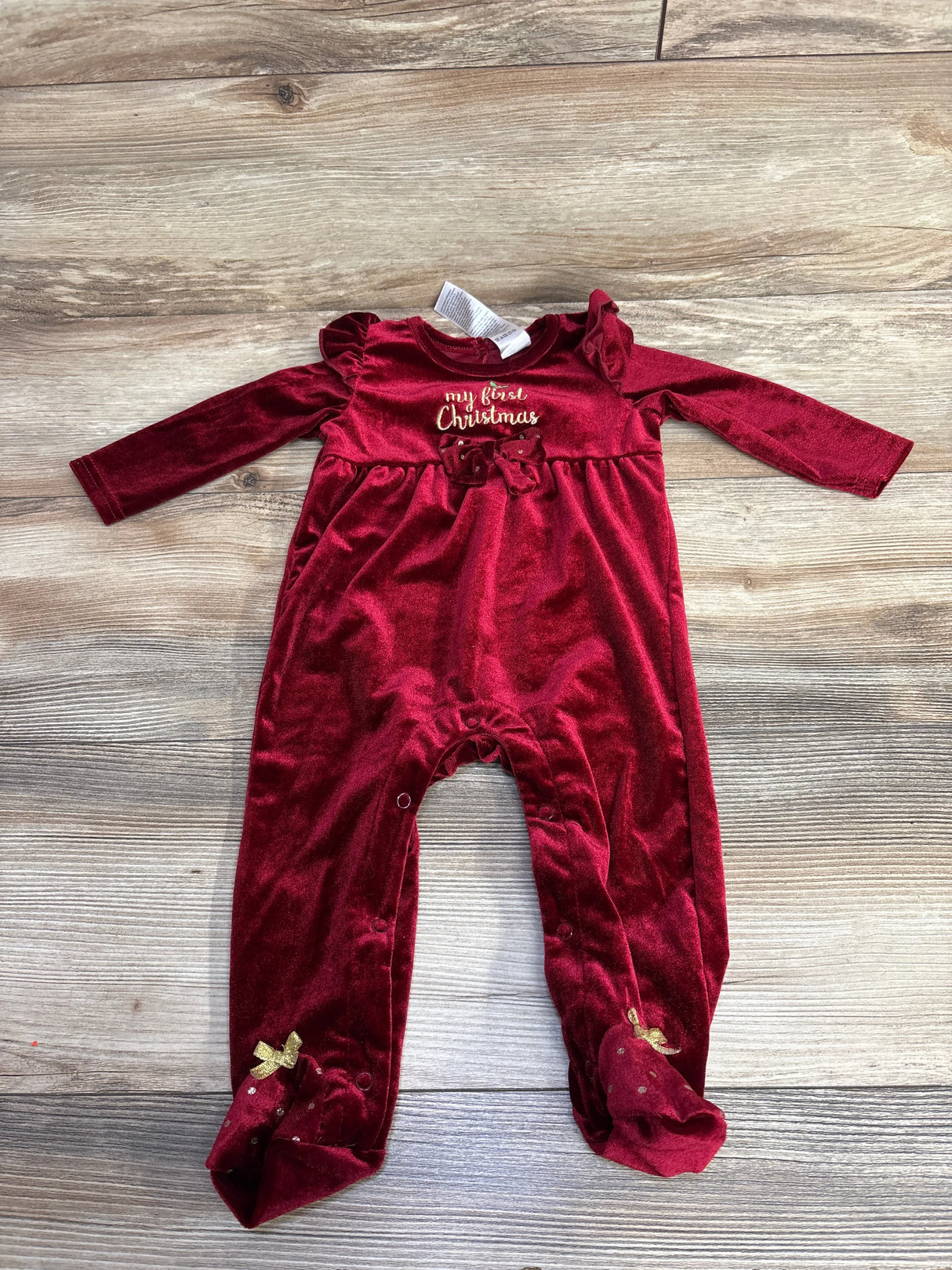 Baby Starters Velvet My First Christmas Coverall Burgundy sz 9m