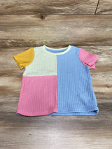 Shein Color Block Waffle Knit Shirt Blue sz 4T