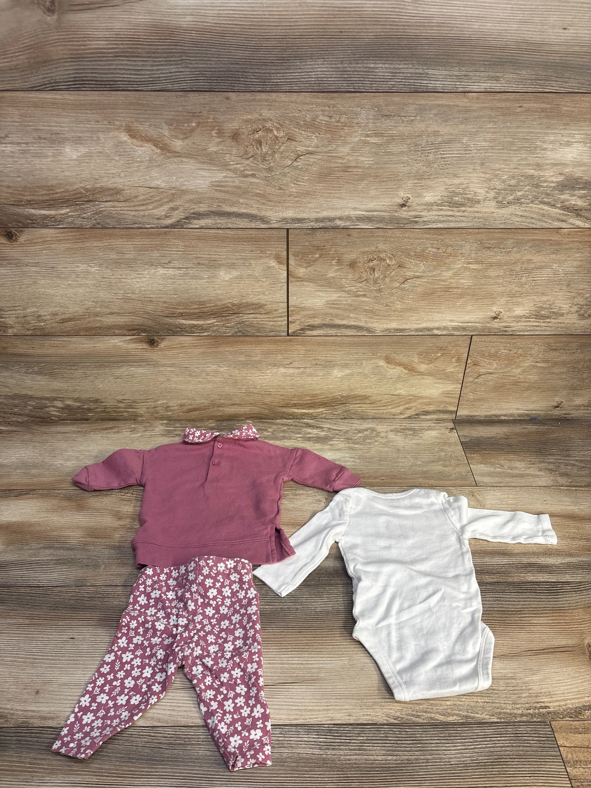 Just One You 3pc Floral Shirt & Bodysuit Set Pink sz 3m