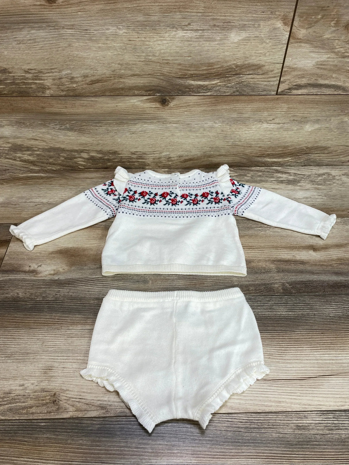 Janie and Jack 2pc Fair Isle Sweater Matching Set White sz 12-18m - Me n Mommy To Be